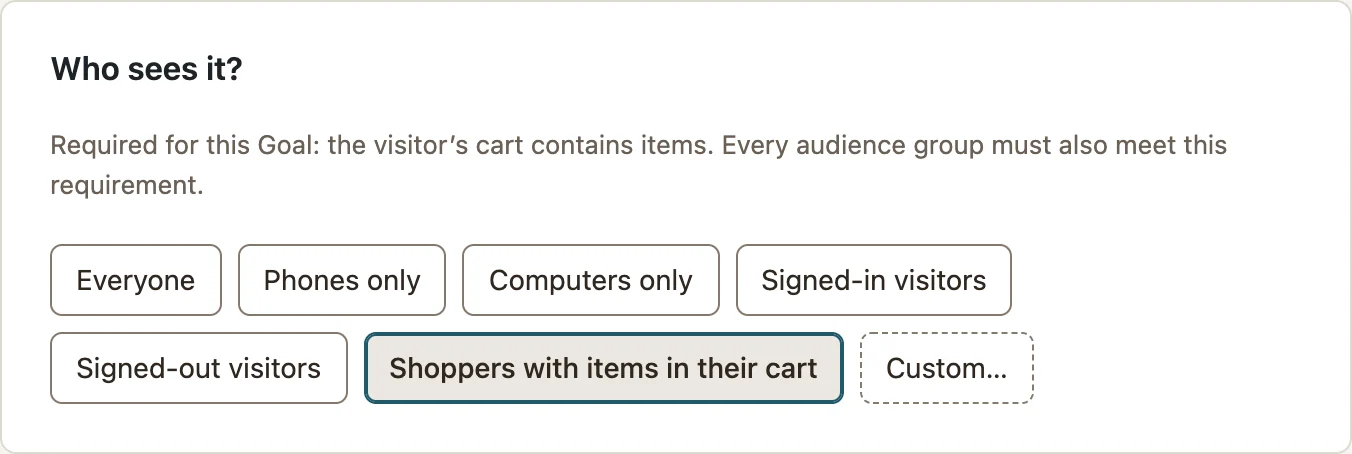 The required cart audience for a cart-reminder campaign