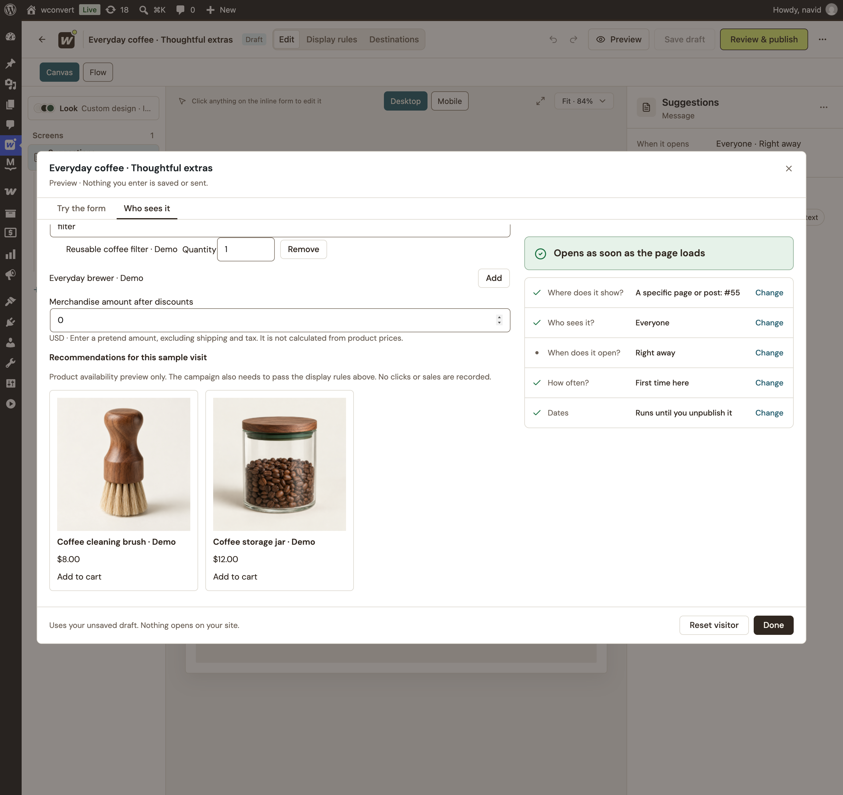 After adding the filter to the sample basket: only the brush and storage jar remain recommended.