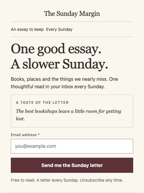 Actual Sunday marginalia newsletter template rendered by WConvert